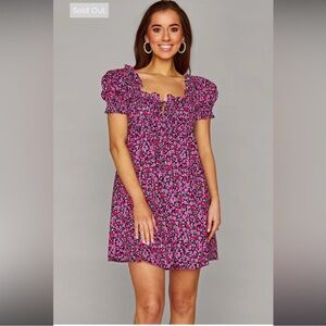 Buddy Love Jac Puff Sleeve Mini Dress Thorn Pink Floral size X-Small NWT
